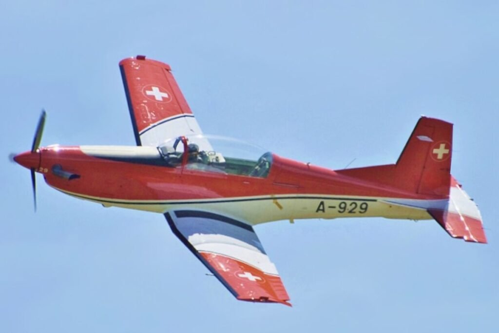 The Pilatus PC-7 Turbo Trainer is a turboprop training aircraft built by the Swiss manufacturer Pilatus Aircraft, designed for all phases of basic pilot training. Introduced in 1978, it has been adopted by more than 20 air forces, with over 600 aircraft delivered, most still in service, and a global fleet exceeding one million flight hours. The latest version, the PC-7 MKX, unveiled in 2021, has been ordered by the Netherlands, France, and Belgium.