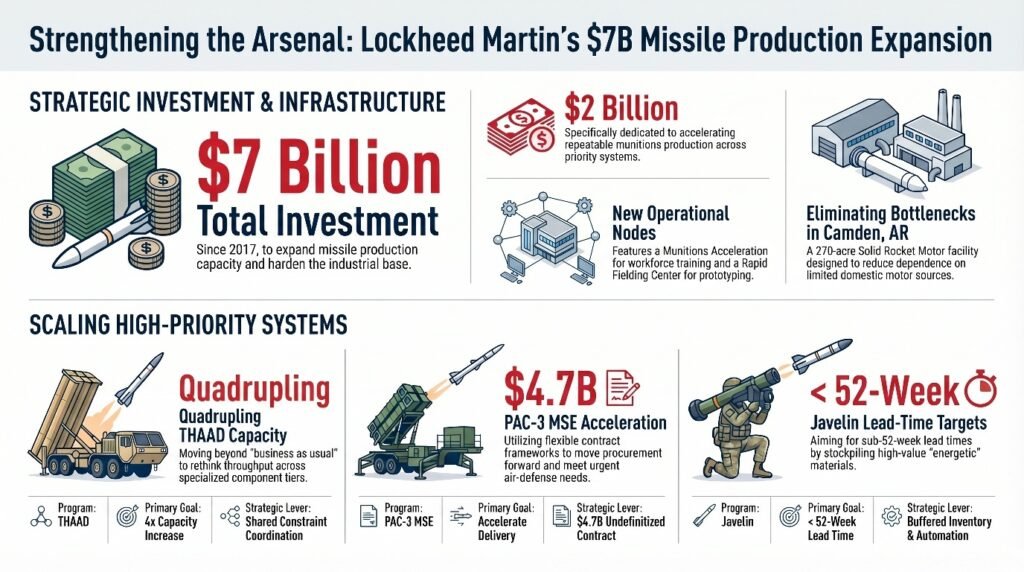 Lockheed Martin says it has invested more than $7 billion since 2017 to expand missile production capacity